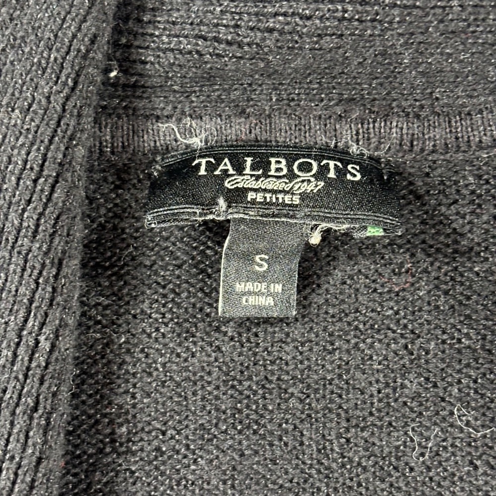 Talbots Petites Black Linen Blend Knit Open Front Cardigan‎ Sweater S - Picture 3 of 8